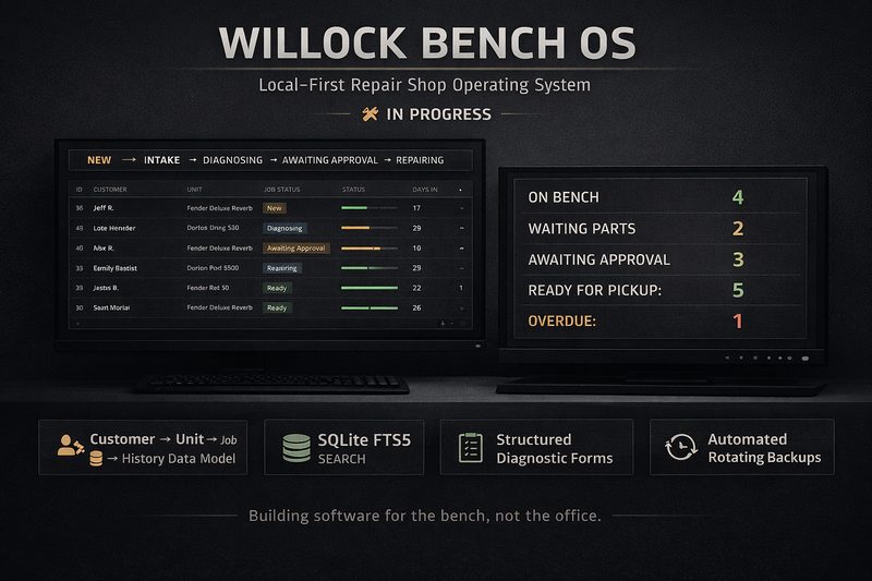 Local-first repair shop management software built for electronics and instrument repair