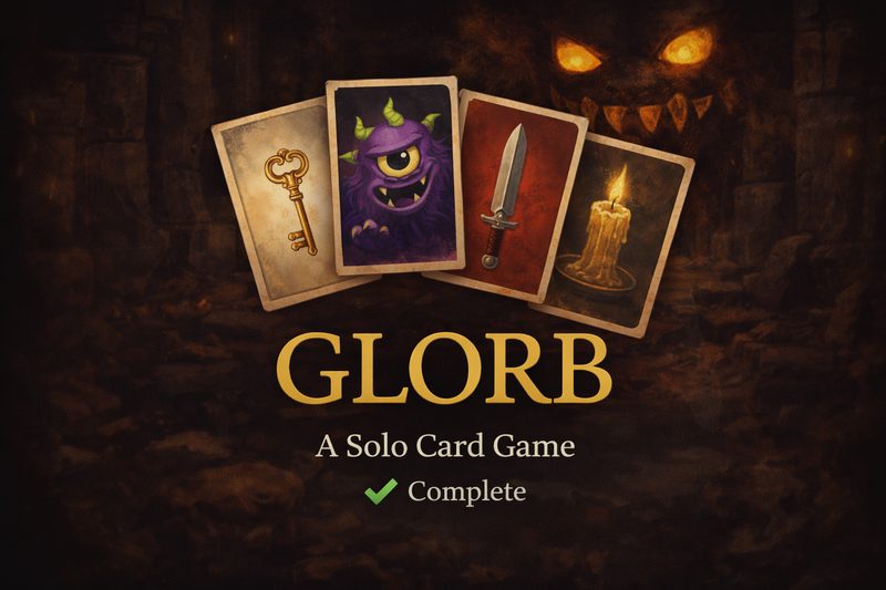 Glorb — a 64-card solitaire dungeon crawl card game
