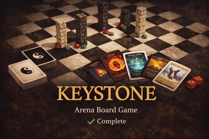 Keystone — a fast-paced arena board game of movement, pressure, and permanent construction on a 12x12 grid