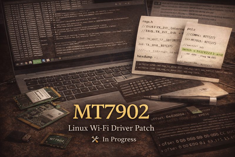MediaTek MT7902 Linux Wi-Fi enablement — finding and patching a wrong interrupt bit mask