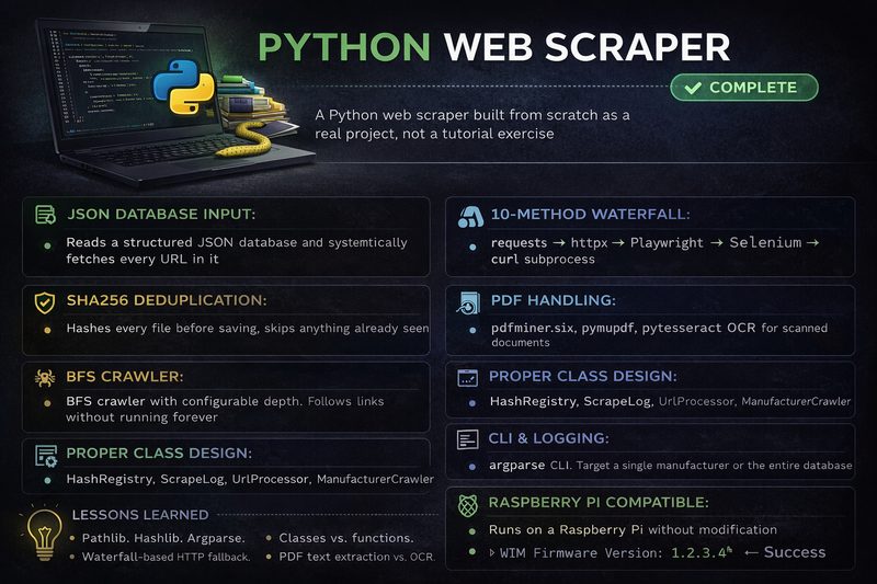 A Python web scraper built from scratch as a real project — not a tutorial exercise